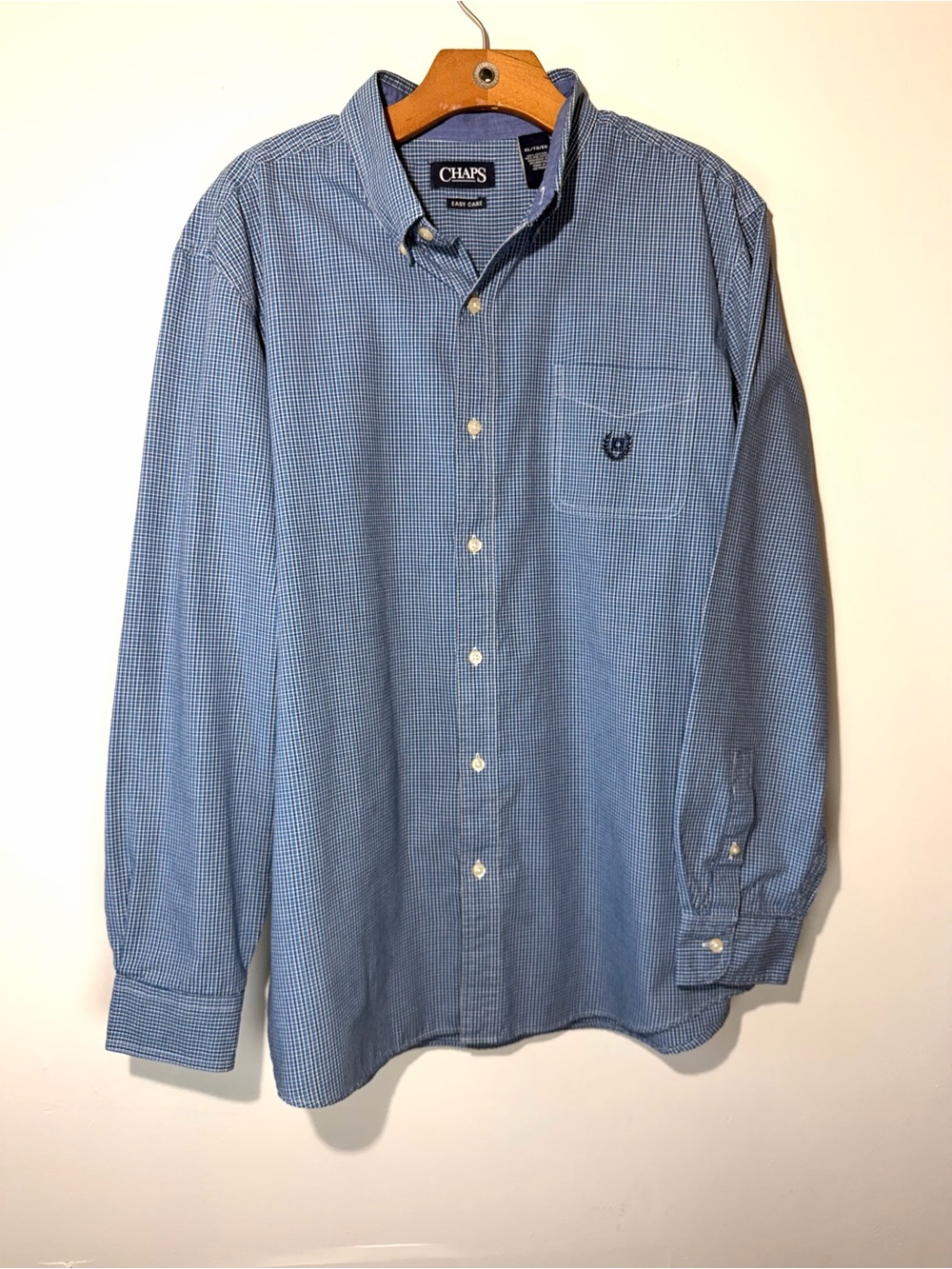 Chaps Men's Light Blue Micro-Check Button-Down Shirt